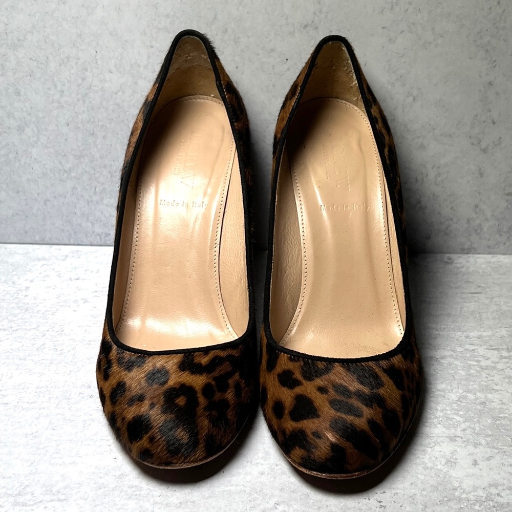 J Crew Collection Etta heels in leopard pony hair